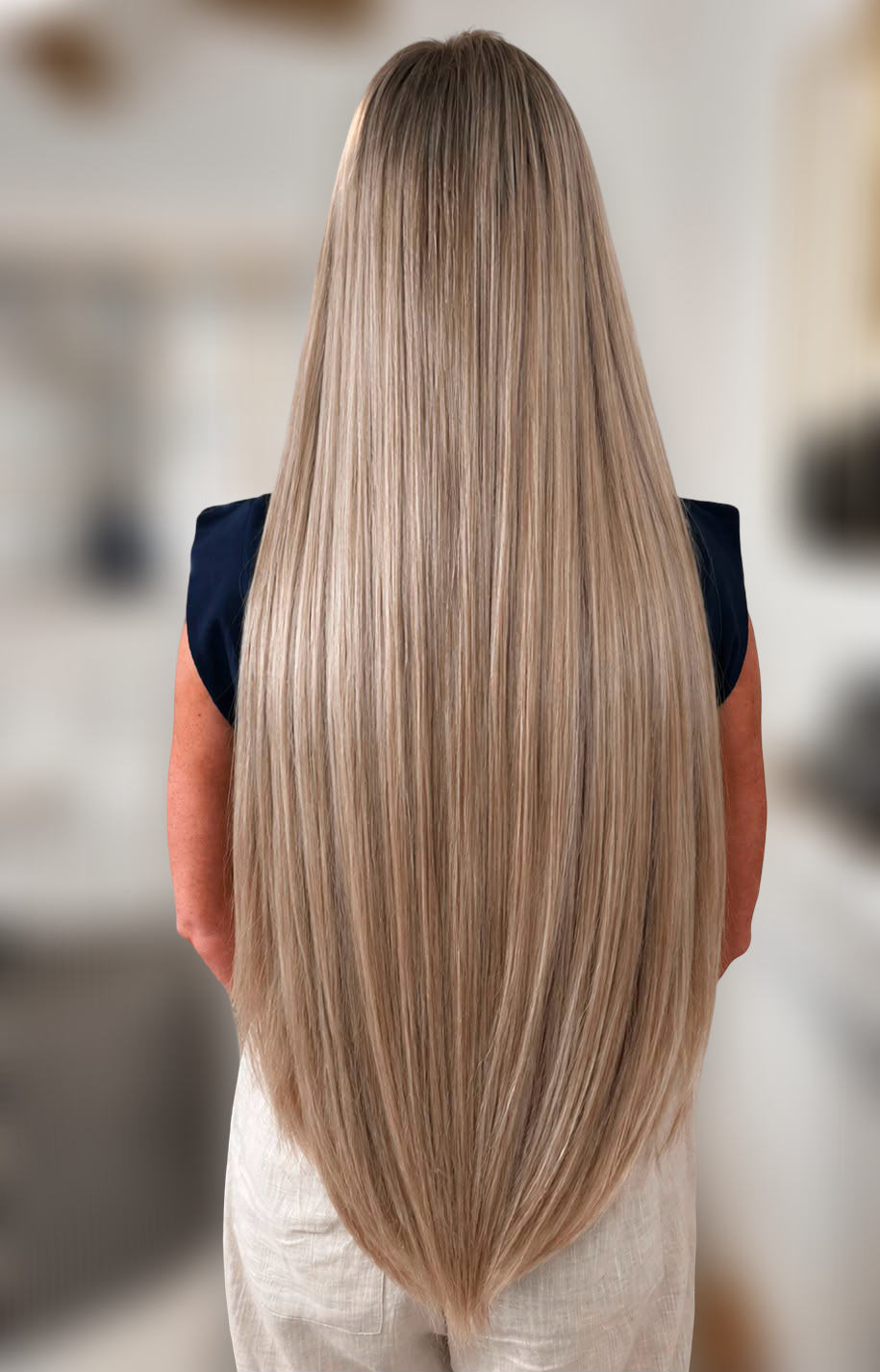 Blonde balayage with soft waves
